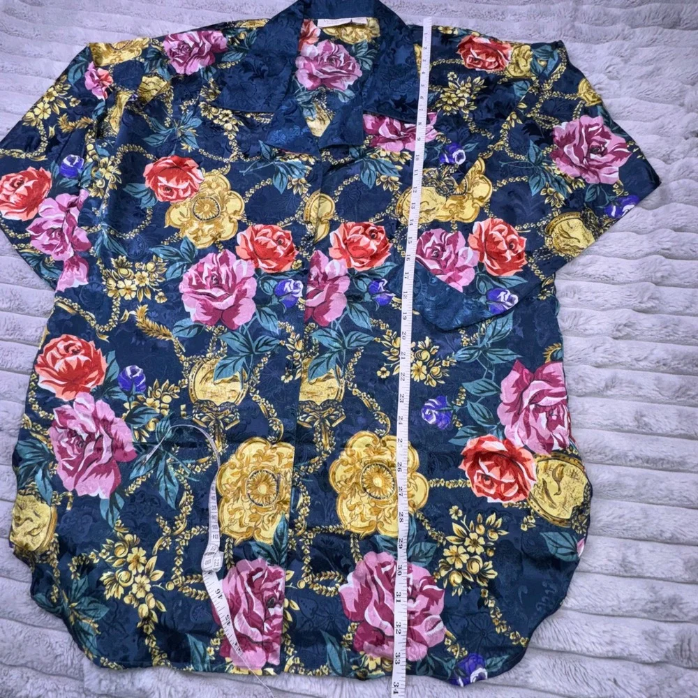 Vintage Victoria's Secret Gold Label Floral Satin Sleep Shirt Nightgown Robe M/L